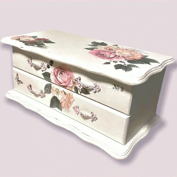 French Country “Shabby Chic” Wood Jewelry Box Jewelry Box - Picture 12 of 15